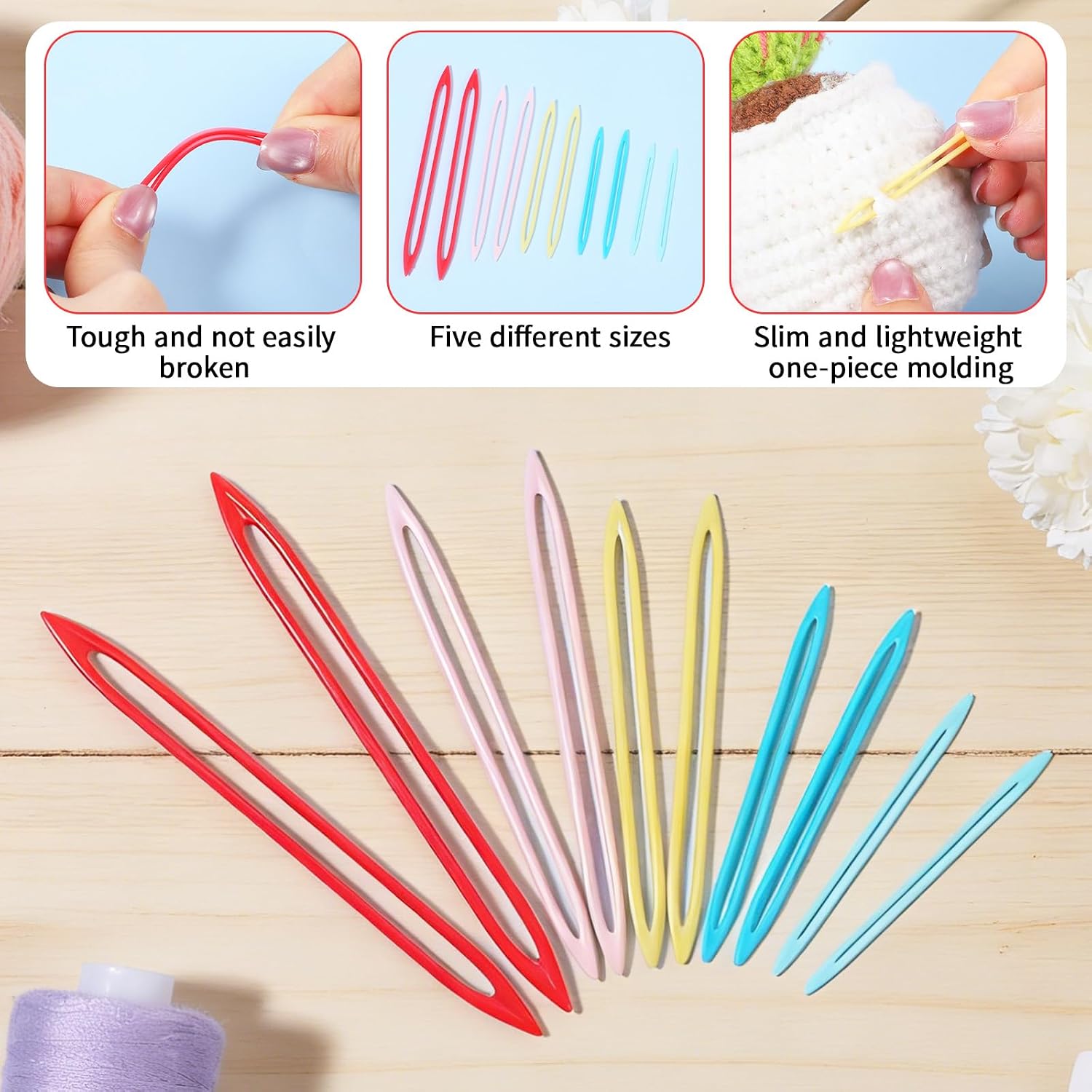 10 Pcs Yarn Needles Large Eye for Crochet Plastic Large Eye Sewing Needles for Thick Bulky Yarn Crochet Supplies and Accessories for Sewing Knitting Weaving