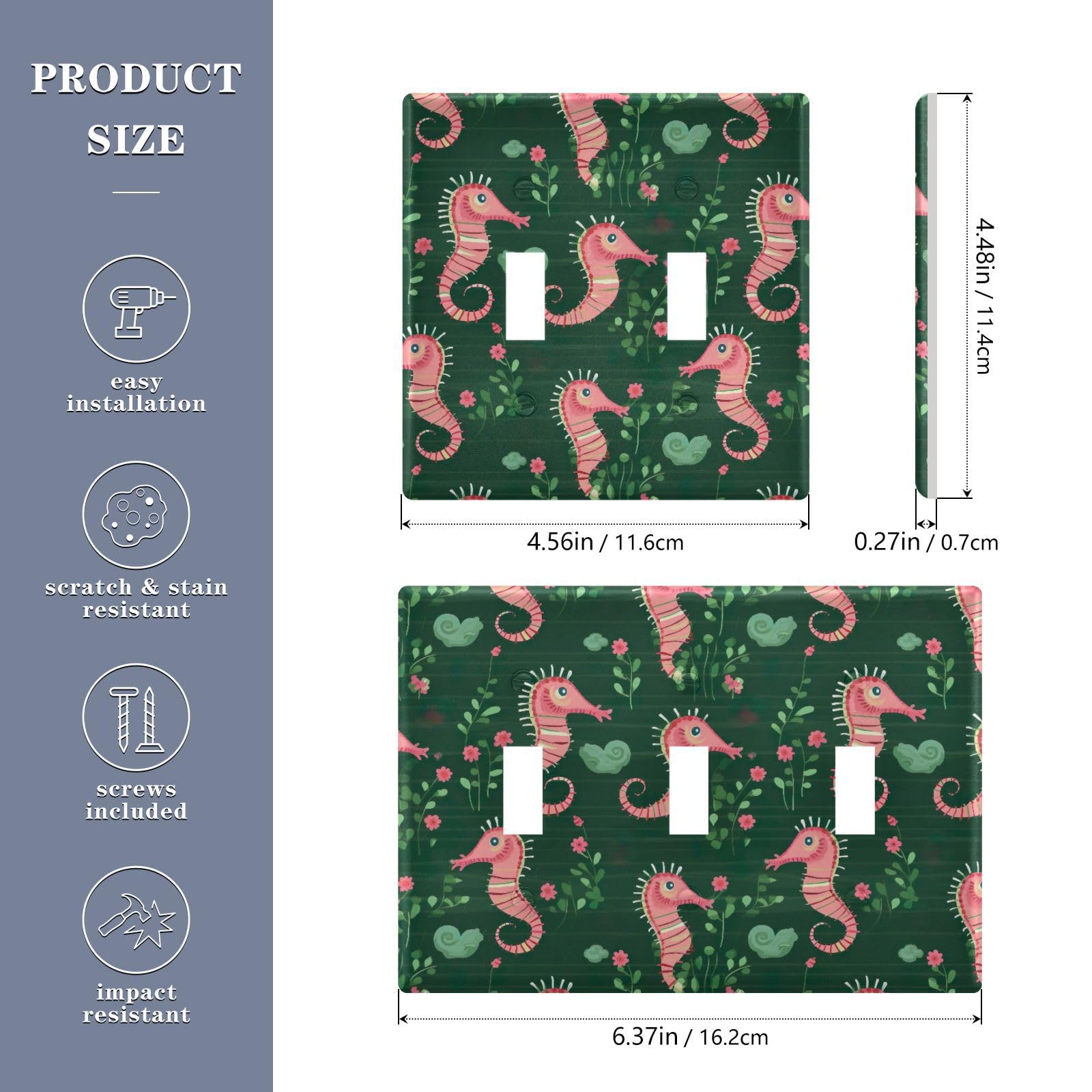 UMIRIKO Seahorse Light Switch Cover Plate Covers Decorative Double Toggle Home Decor 202a8817