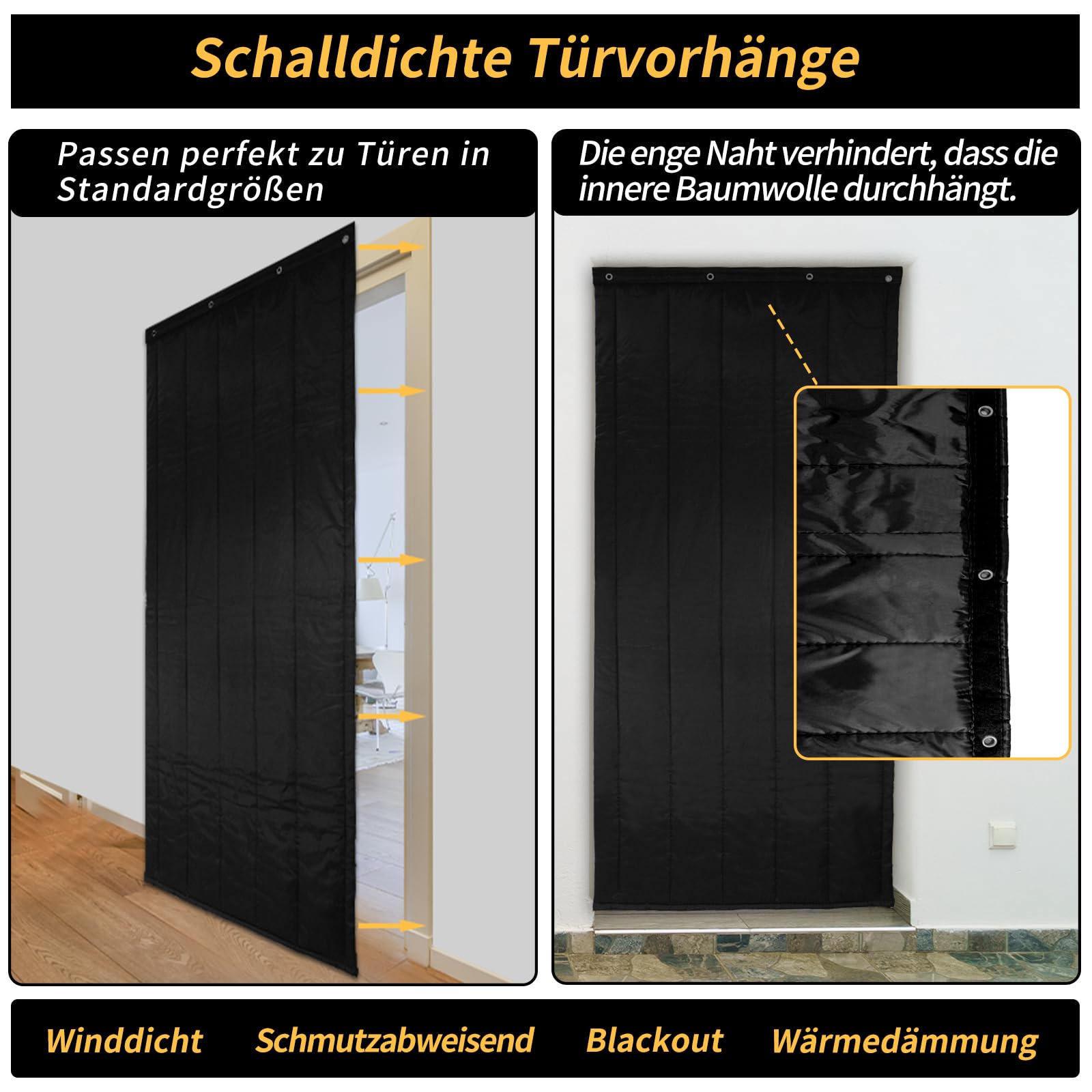 BXI Dicke Schallschutzdecke für Türen 95 x 220 x 2 cm schwere Schallbarriere für Fenster akustischer Dämmvorhang-Trenner für Zuhause Wand-Lärmschutz für Schlafzimmer und Musikaufnahme-Studio
