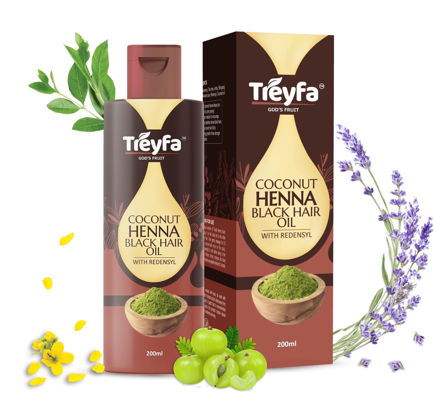 Coconut Henna Black Hair oil for Skin with Redensyl & Lavender, Coconut oil for Hair, Helpful for Naturally Black, Healthy & Shiny Hairs, For Women & Men (200ml)-image-22