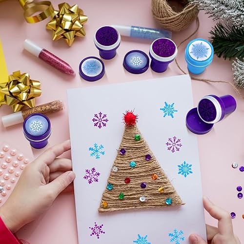 Miniatura 7 de 60 sellos de nieve de invierno de goma congelados para niños, varios colores, para hacer tarjetas, regalos de fiesta de Frozen (azul oscuro, azul