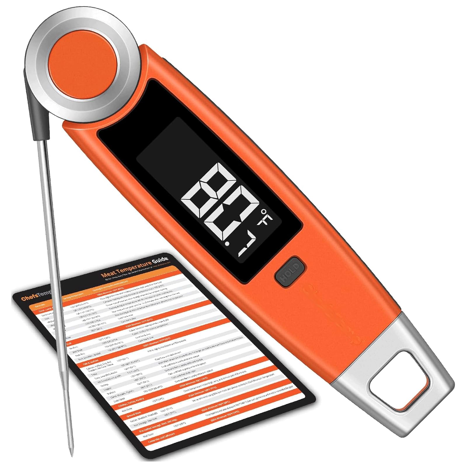 KRILLIQ Termómetro LCD de Lectura instantánea con sonda Plegable, termómetro para Barbacoa, sonda Digital para Alimentos para cocinar y Asar/Horno