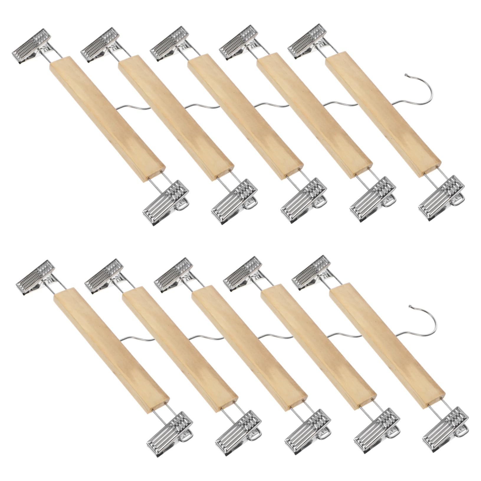 Cintres pour pantalons antidérapants Hemobllo en bois avec pinces ajustables lot de 10