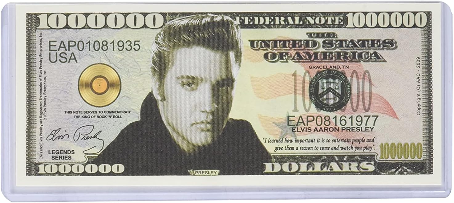 Elvis Presley Million Dollar Bill with Bill Protector