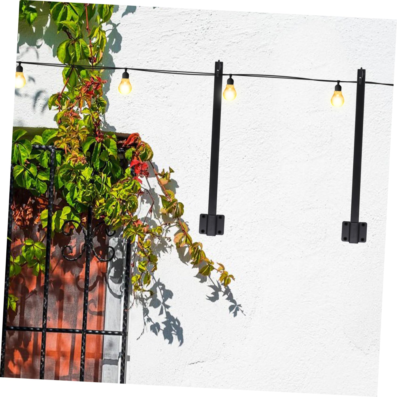 Support Poteau Résistant à Corrosion pour Guirlandes Lumineuses Extérieures 1 Set en Fer Noir, Poteau Résistant la Corrosion Forte Stabilité pour Clôtures et Terrasses