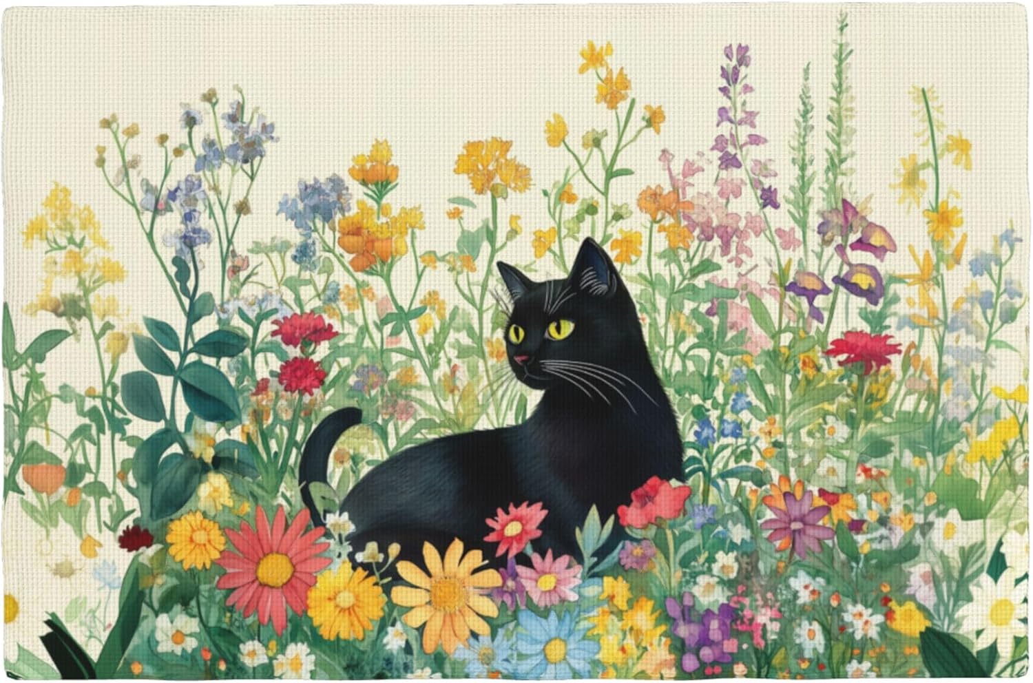 Dining Room Table Set for 4 Vinyl Woven Washable Waterproof Placemats Set of 4 Table Mats Black Cat Dining Table Place Mats Floral Kitchen and Dining Decor for Indoor