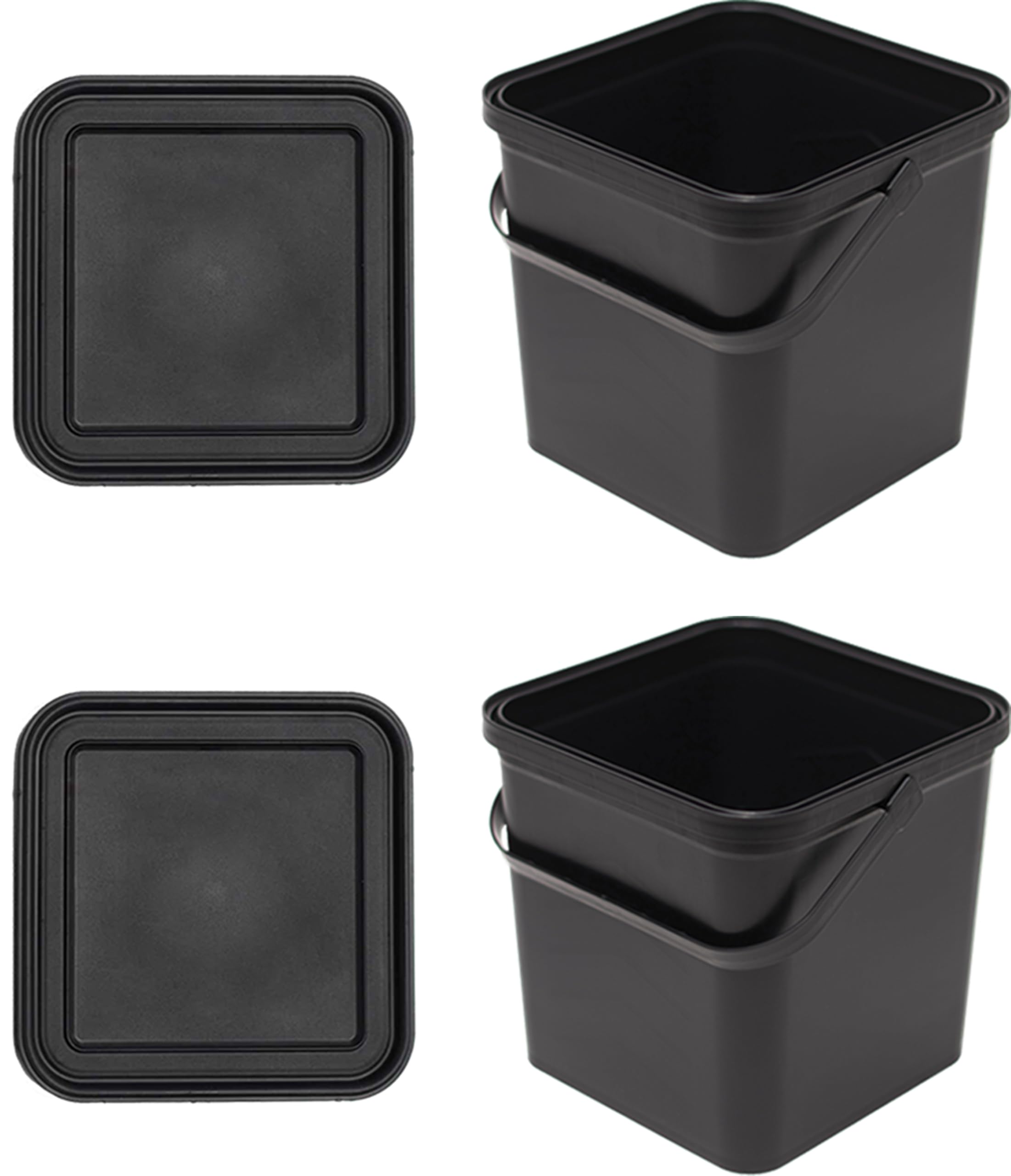 2-Pack TruSnap Square Gallon Plastic Paint Can with Handle, and Lid. Ergonomic Handle Extremely Strong - Patented Triple-Lock Seal - Airtight - Reusable - Award Winning