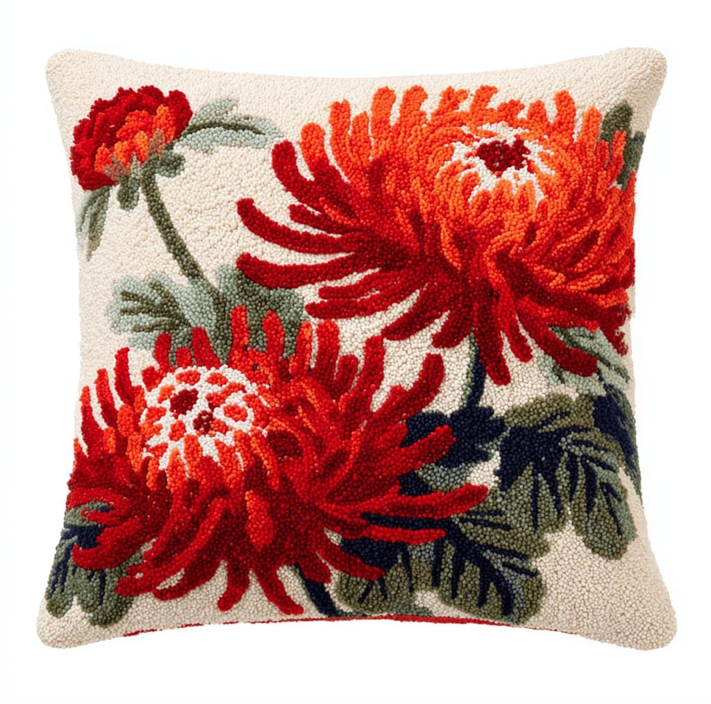 Kitquiver Latch Hook Kits Donkey for Adults,Chrysanthemum DIY Latch Hook Cushion Kits and Latch Rug Kits Cross-Stitch Embroidery Cushion Cover for Home Sofa Decoration 17X17 in