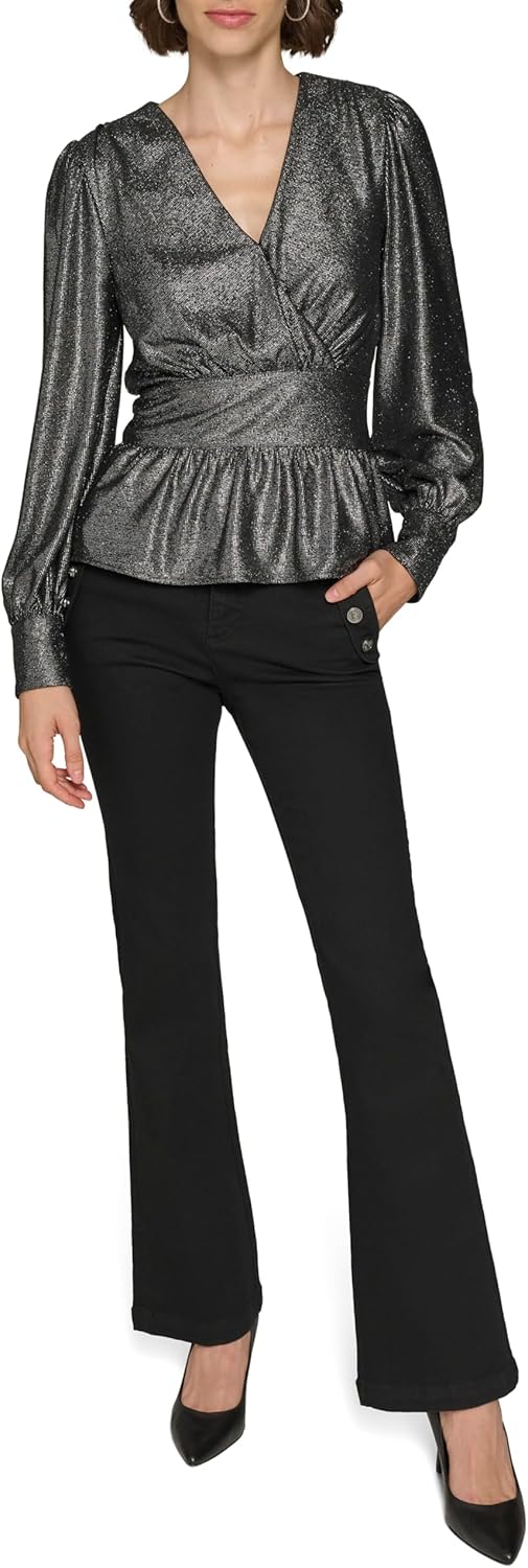 Karl Lagerfeld Womens V-Neck Blouse - Image 2