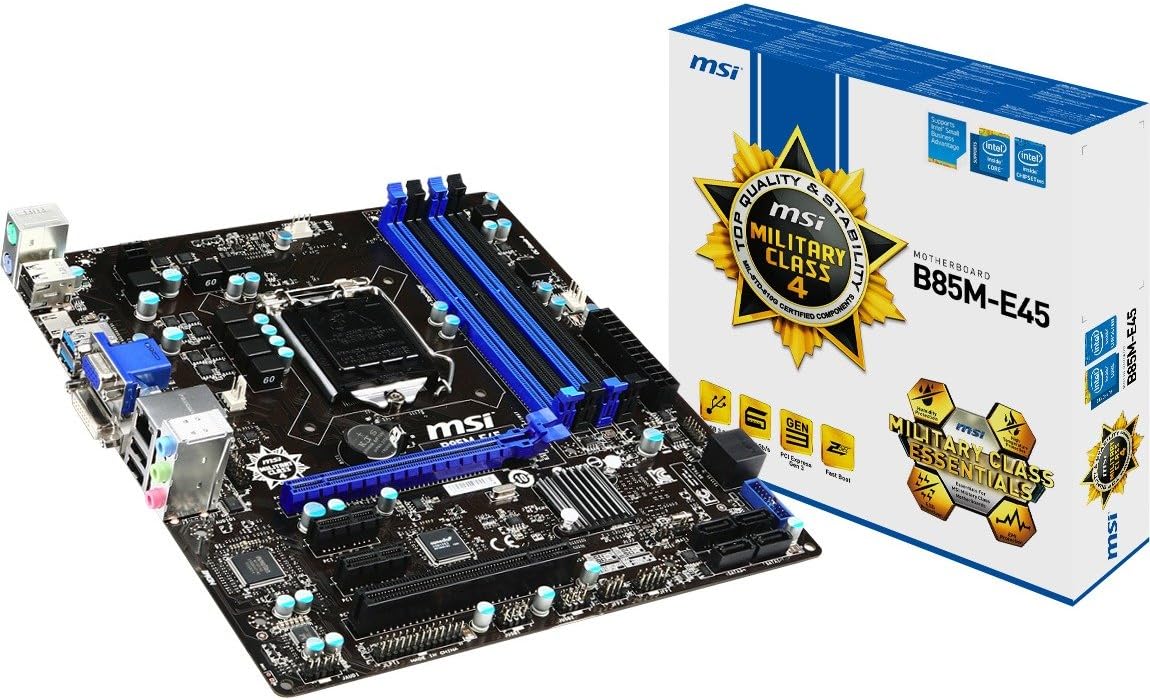 MSI Intel B85 LGA 1150 DDR3 USB 3.1 Micro ATX Motherboard (B85M-E45)