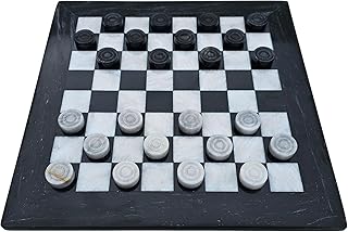 Juego de mesa de mármol para mujer, 30 cm, incluye 24 piedras de color negro y blanco-gris, producto natural, hecho a mano, idea de regalo