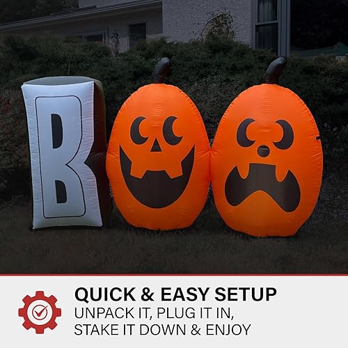 Miniatura 7 de Haunted Hill Farm Letrero inflable de 4 pies de alto con luces, decoración inflable de Halloween al aire libre para césped y patio, decoración