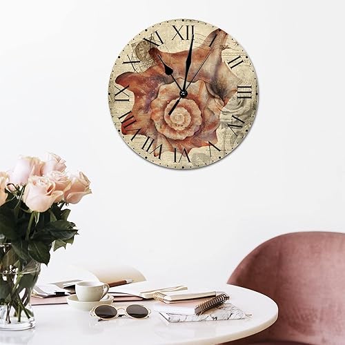 Miniatura 282 de ArogGeld Reloj de pared con diseño de estrella de mar antigua francesa, de cloruro de polivinilo, con números romanos, de 10 pulgadas, funciona