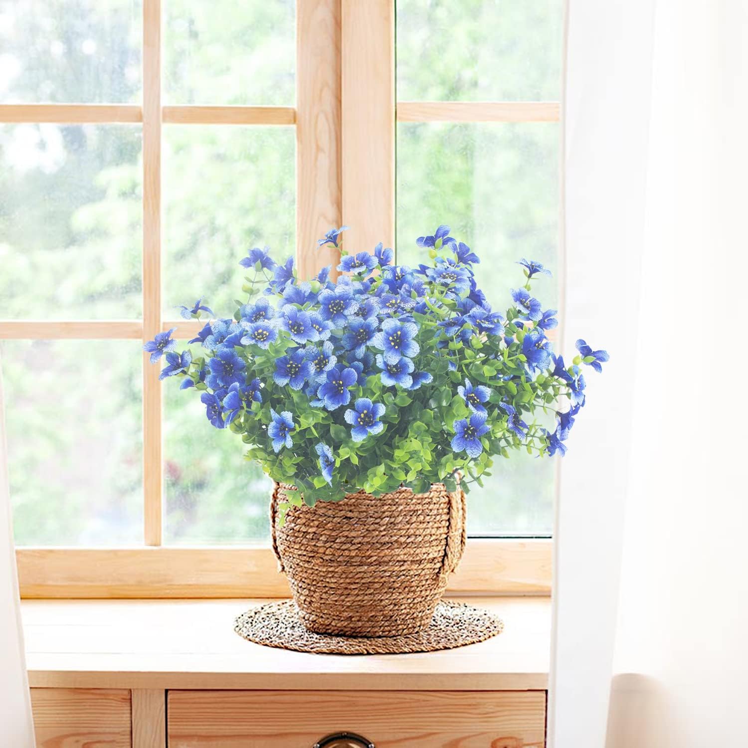 10 Bundles Artificial Flowers Outdoor UV Resistant Fake Flowers No Fade Faux Plants Garden Porch Window Box Decorating (Blue) - Image 2