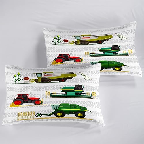 Miniatura 4 de CVHOUSE Juego de ropa de cama de tractor de excavadoras, tamaño matrimonial, funda de edredón de camiones de construcción para niños, funda de
