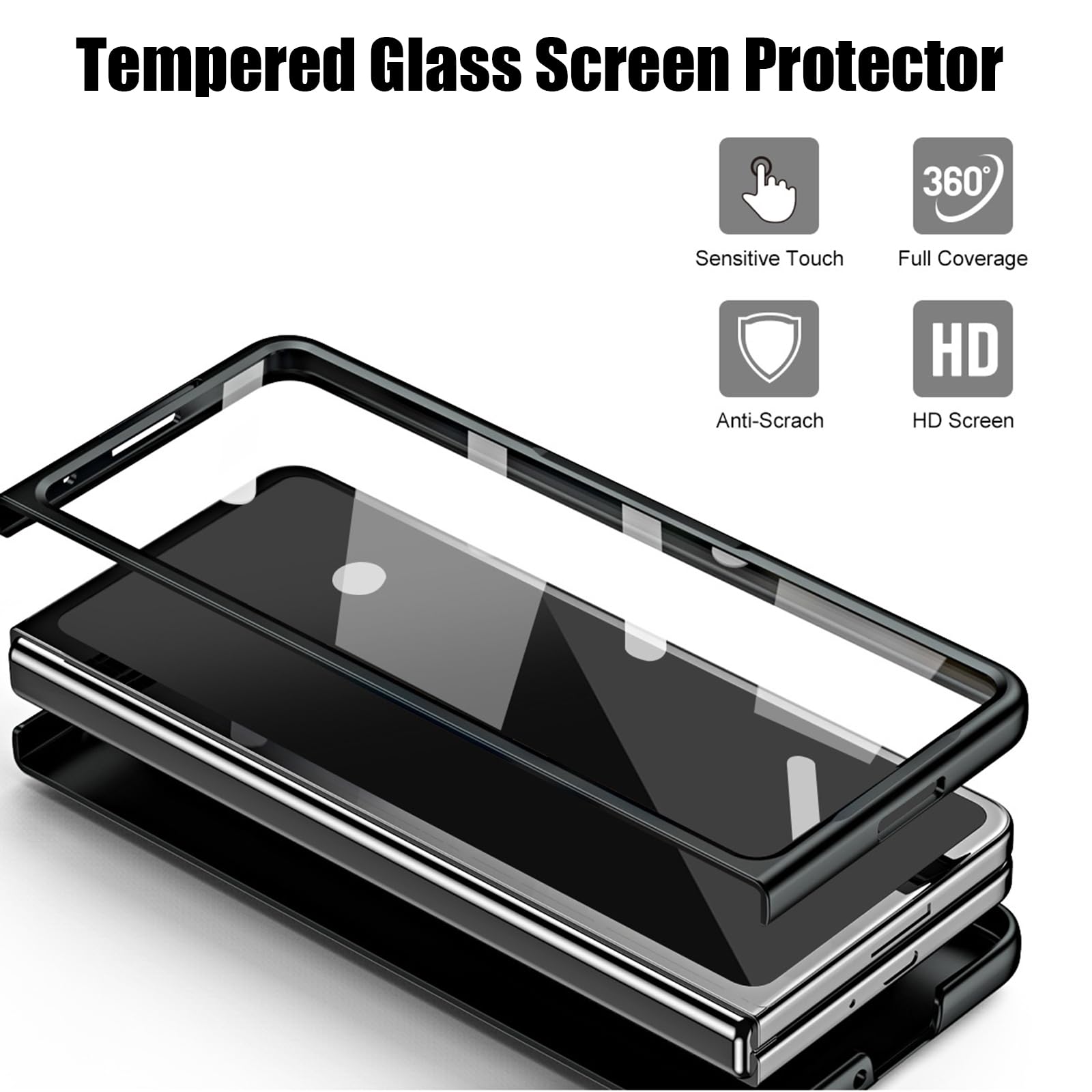 Dünne Hülle für Samsung Galaxy Z Fold 8 Ultra, Galvanik Gefrostet | All-inclusive Glas Bildschirm Objektiv Schutzhülle mit Faltbare Ständer Handyhülle,Silber,Fold 8 Ultra
