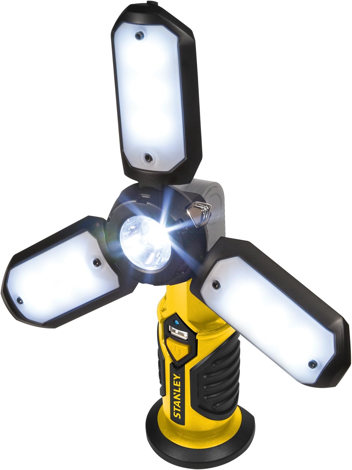 STANLEY SAT3S Rechargeable 600 Lumen Lithium Ion LED Satellite Work Light with USB Power Charger