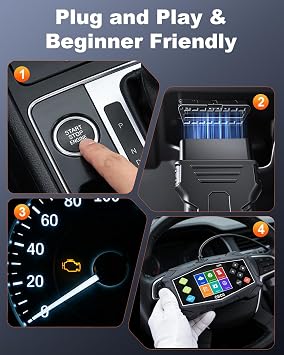 OBD2 Scanner Diagnostic Tool, EXTRACTME Car Scanner with Battery Tester, Engine Light, Data Stream, I/M Readiness, Mode 6/8, Professional Code Readers & Scan Tools for OBDII 12V Vehicles 1996+