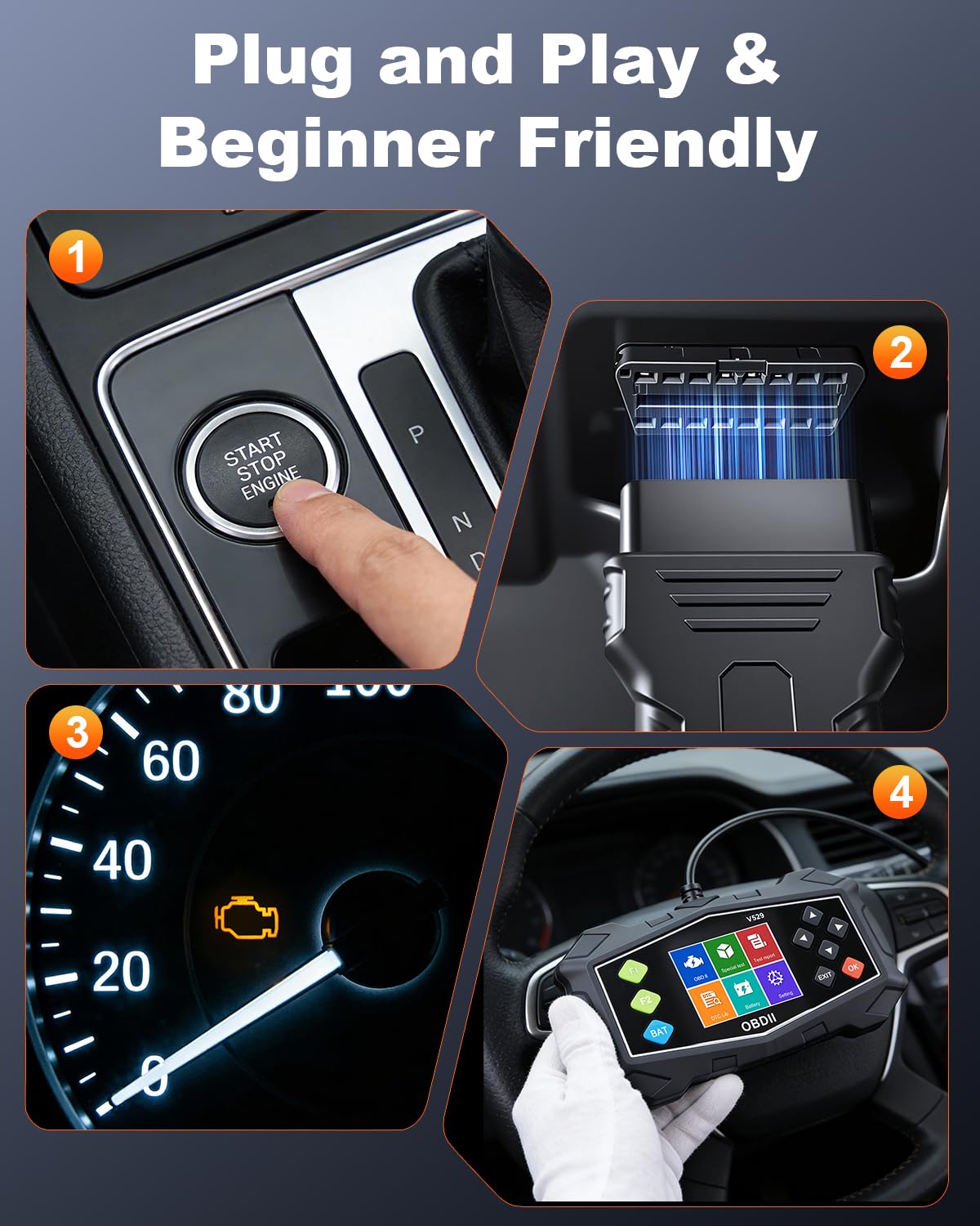 EXTRACTME - Scanner diagnostico OBD2, scanner per auto con tester batteria, luce del motore, flusso dati, prontezza I/M, modalità 6/8, lettori di codici professionali e strumenti di scansione per