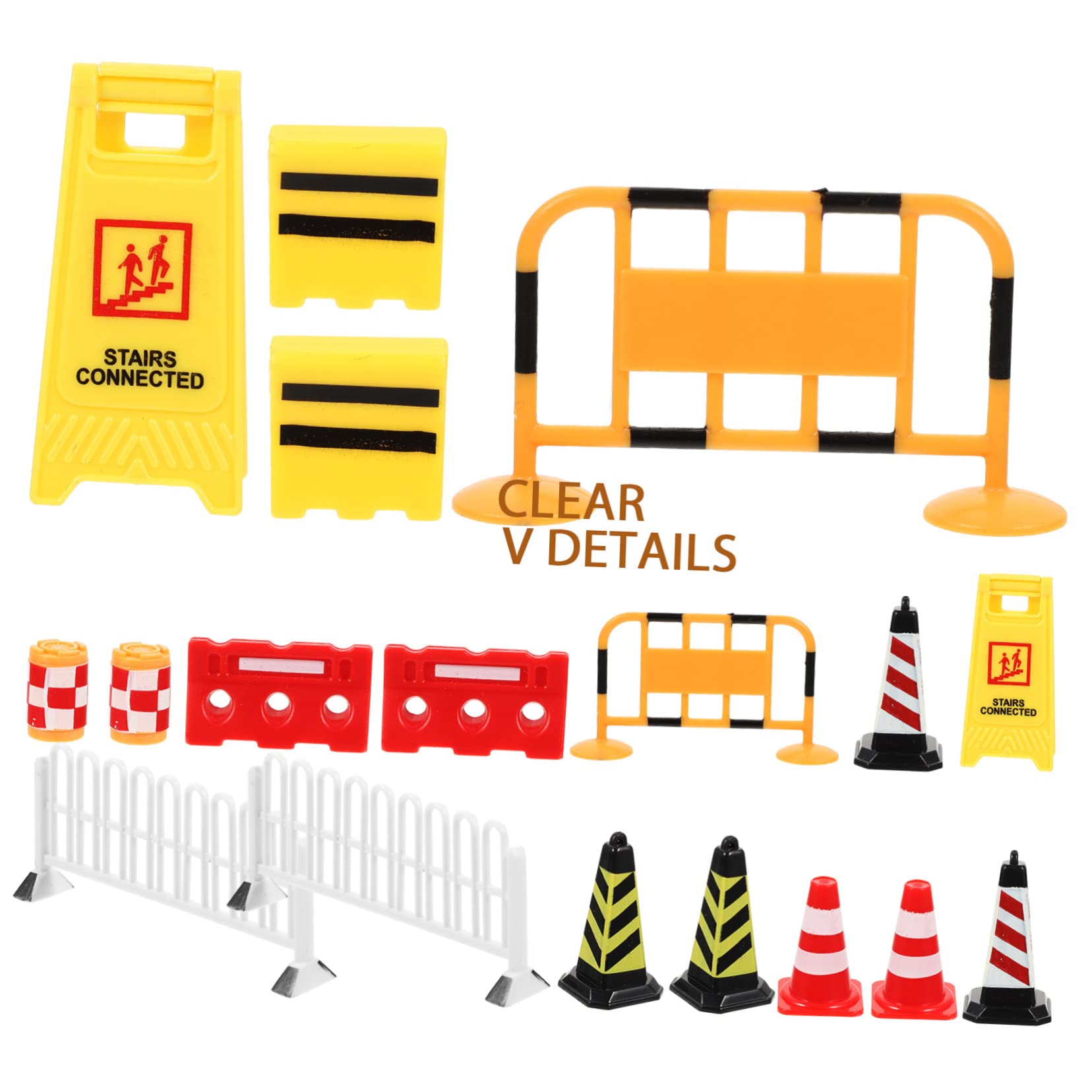 BESTonZON 18pcs Traffic Barricade Road Signs Set for Boys and Girls Miniature Road Sign Toys Bright Colors for Learning Traffic Rules