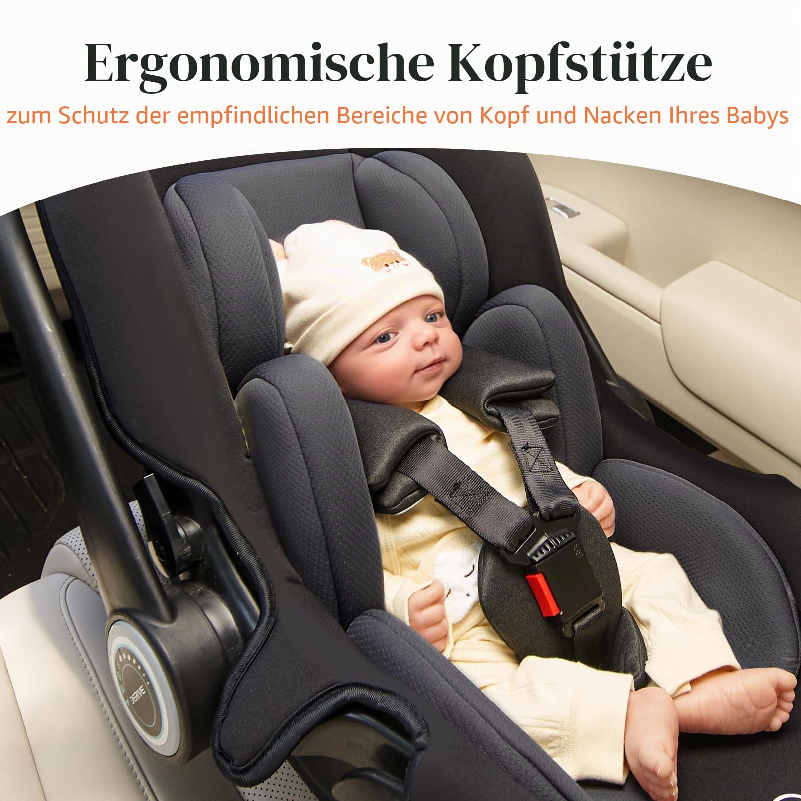 Innokids Baby-Kindersitz-Einsatz, Baby-Kopf-Körperstützen für Neugeborene, weich und gepolstert, abnehmbare Kopf- und Seitenstütze für Autositze, Kinderwagen, Schaukeln (Grau)