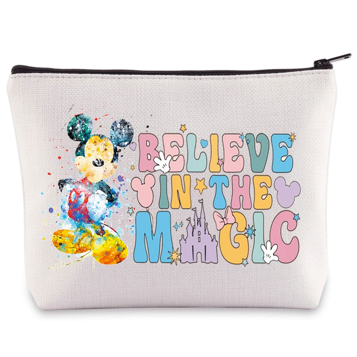 BWWKTOP Kosmetiktasche Mit Cartoon-Maus – Motiv „Believe In The Magic“, 23x16,5 Cm