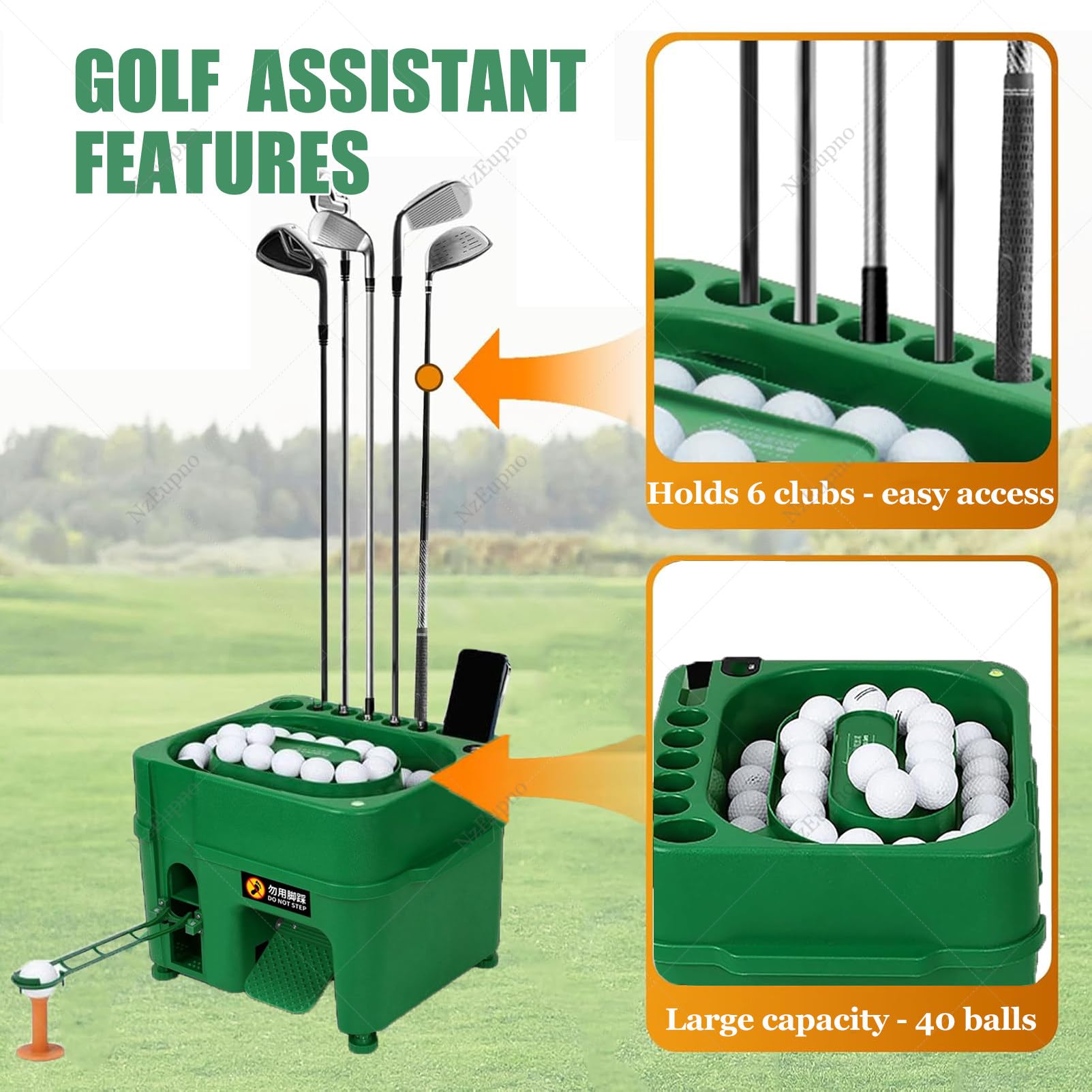 Dozownik piłek golfowych, urządzenie do gry w piłeczki golfowe, regulowana wysokość, maszyna do koszulki golfowej z 6 gniazdami klubowymi do symulacji wewnętrznych strzelnic