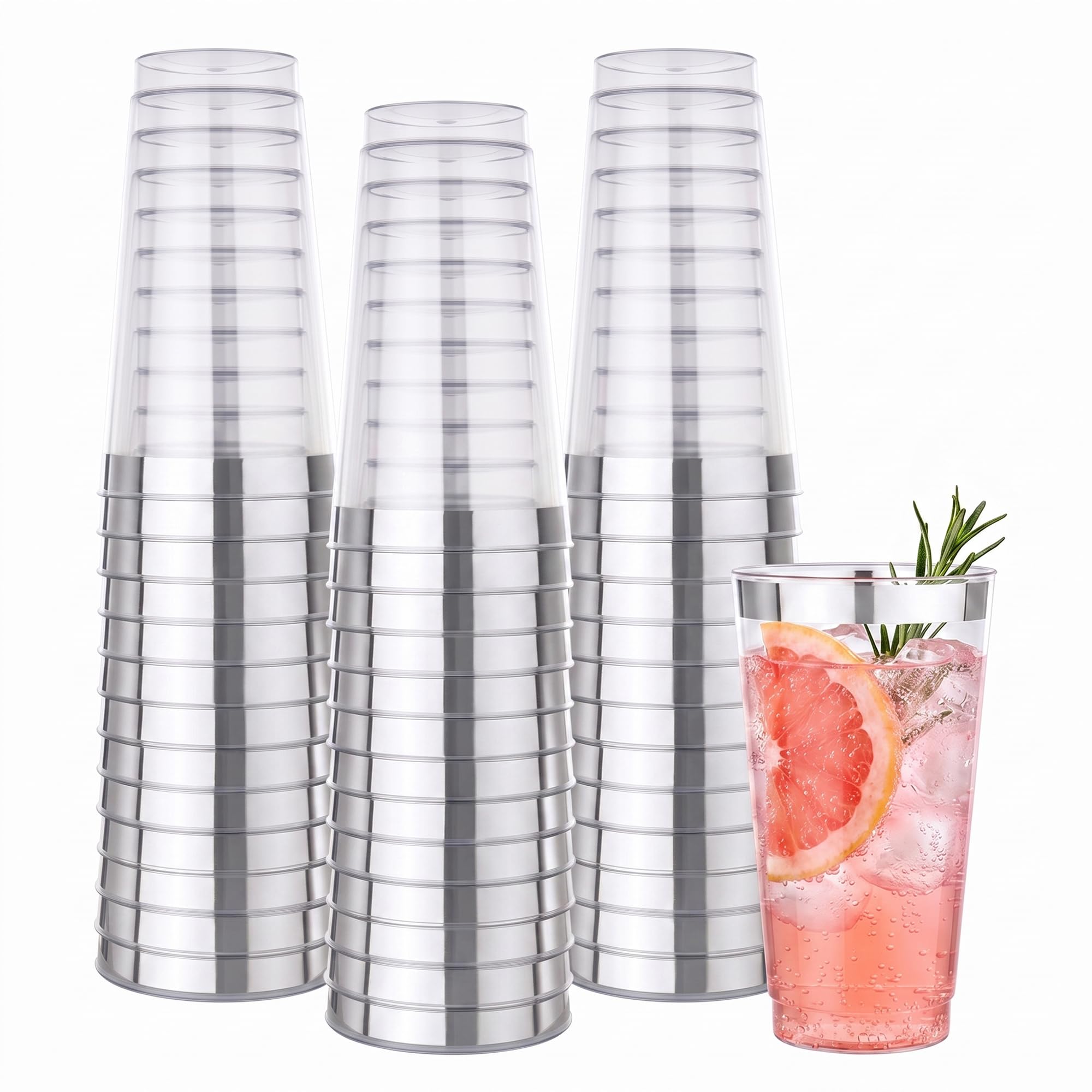 Goodluck 50PCS 9oz Plastic Cups for Party, Disposable Silver Plastic Cups — Amazon image 10