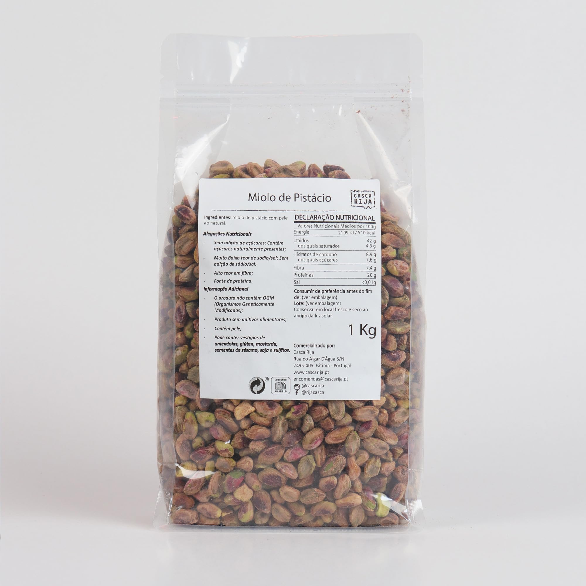 CASCA RIJA: Pistachos Con Piel Naturales 1 Kg | Sin Aceite, Sin Conservantes y Sin Sal Añadido | 100% Natural, Vegano