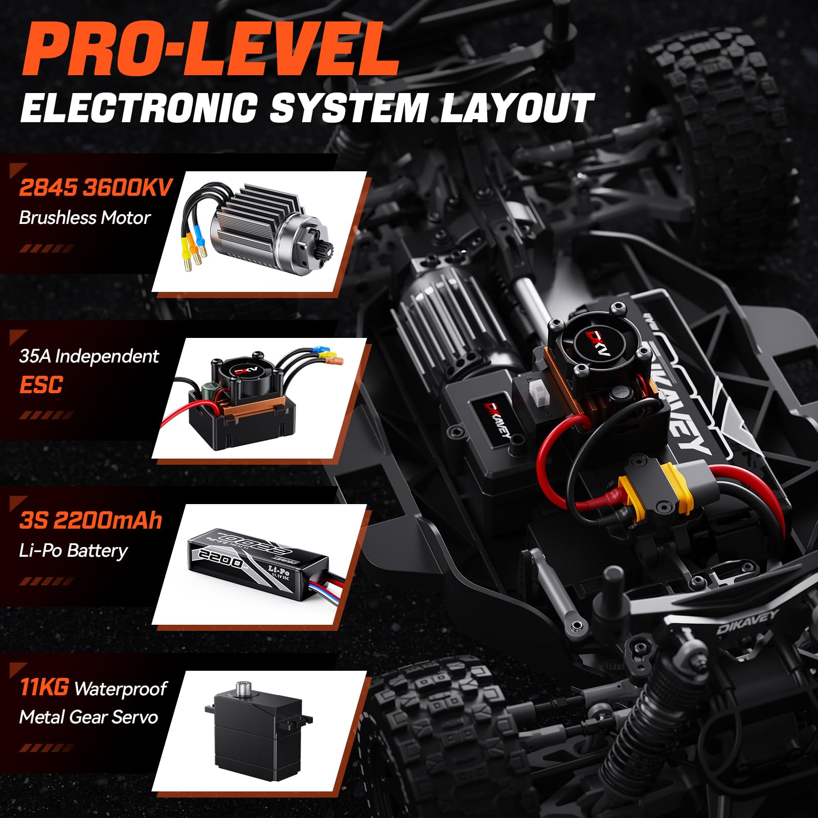 1/12 Brushless-Ferngesteuertes Auto (RTR), über 70 km/h, 4WD RC Short-Course Truck, RC Drift Car für Einsteiger, ausgestattet mit einem 3S 2200 mAh Akku, Geländereifen, geeignet für Erwachsene – ROT