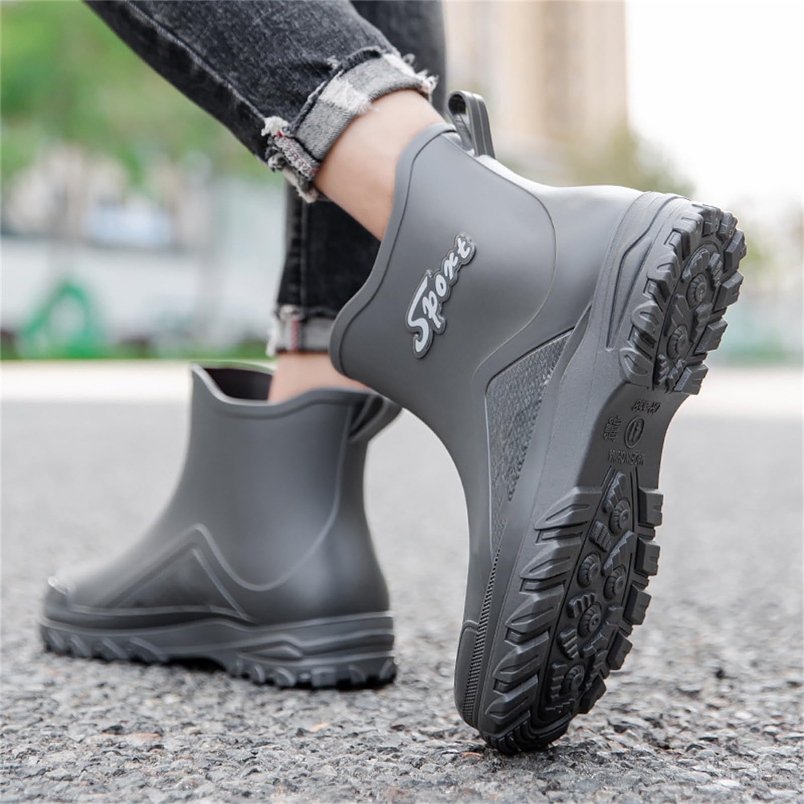 Botas de goma para hombre, botines de goma impermeables, botas de lluvia, botas de goma cortas, botas de lluvia, antideslizantes, zapatos de lluvia, zapatos de jardín, botas de tobillo para exteriores