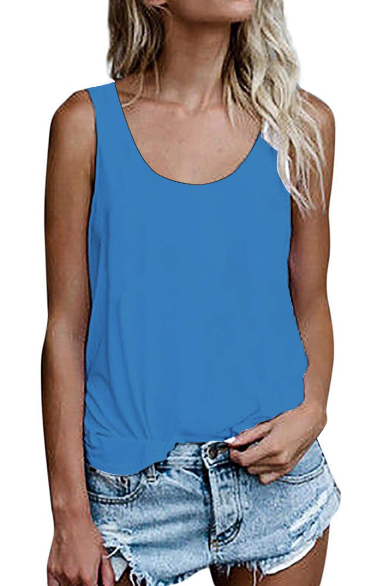 Damen Shirts Ärmellose Sommer Tunika Loose Fit Tank Tops