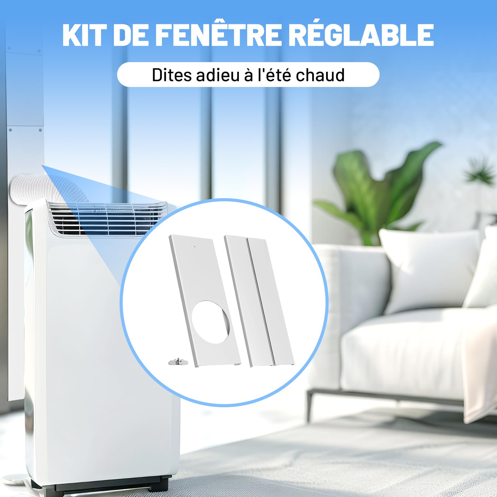 Sharplace Kit de Joint de Fenêtre pour Climatiseur Portable, Kit de Fenêtre Climatiseur Mobile, Kit de Glissière de Fenêtre Réglable, Pratique, Robuste, Réglable, Léger pour Conduits