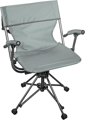 Zenithen Silla giratoria portátil plegable para exteriores e interiores con reposabrazos (gris ahumado)