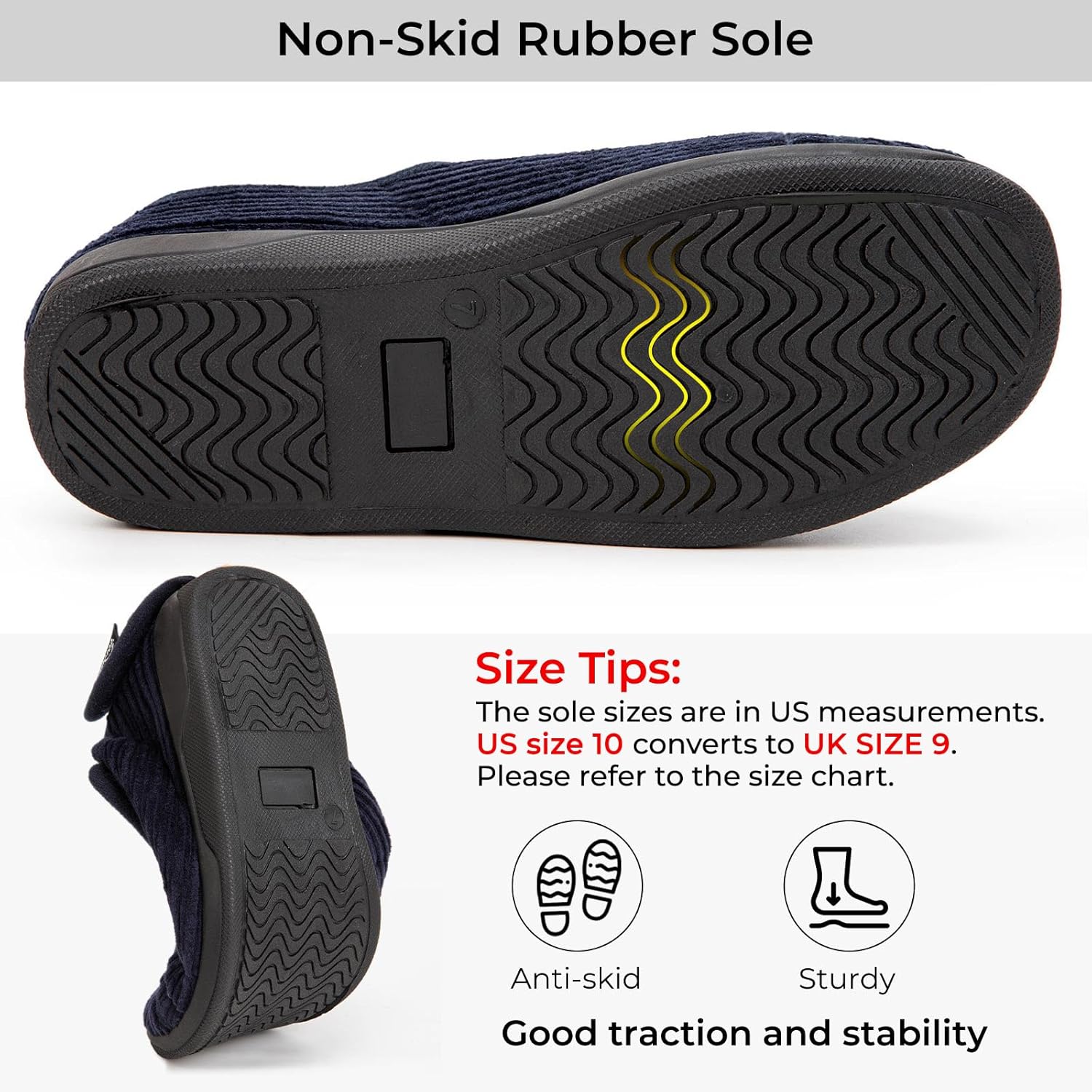 HomeTop Women's Corduroy Slippers Comfy Adjustable Hook and Loop Memory Foam Indoor Closed-back House Shoes for Diabetic Swollen Feet 6 71du4DOklPL. AC SL1500