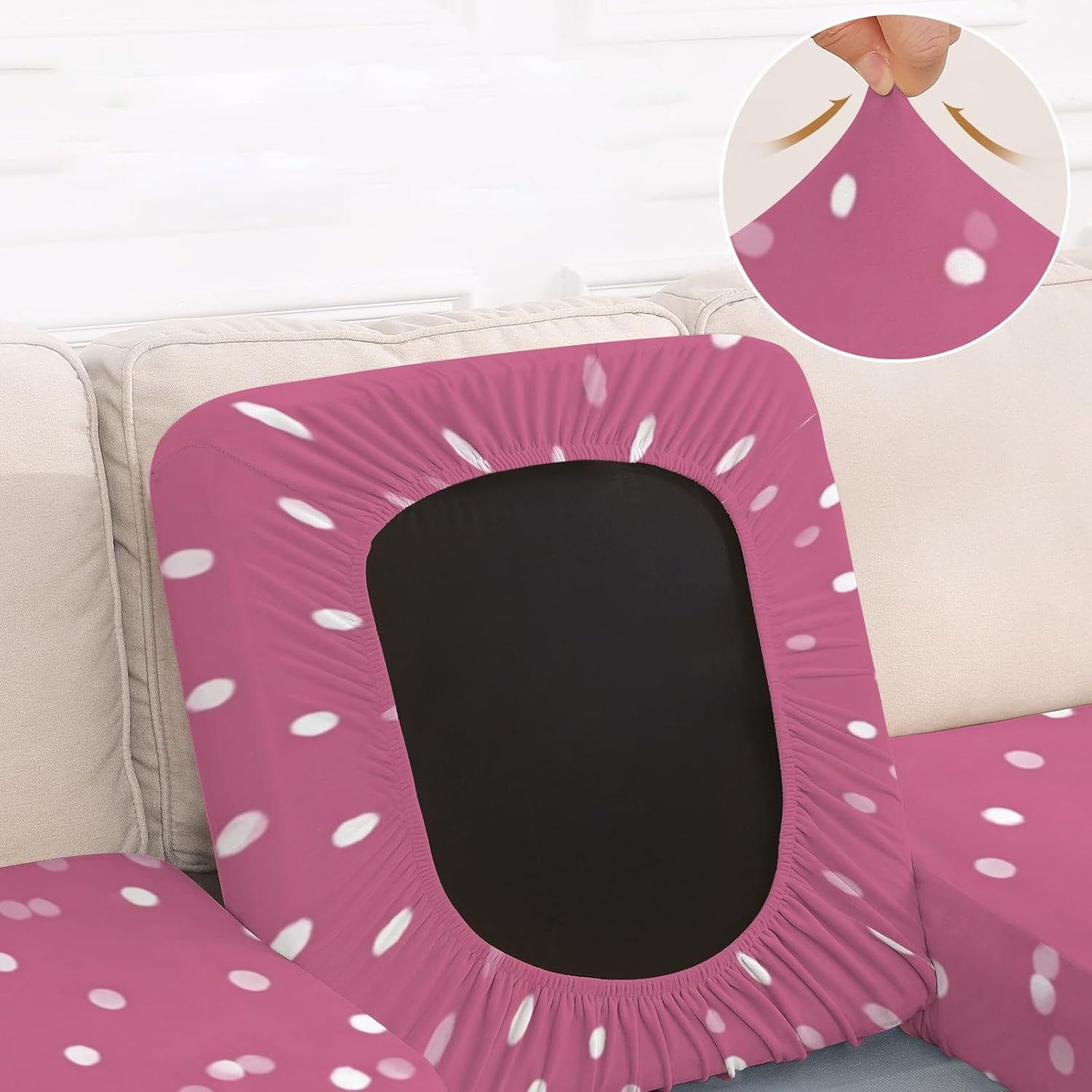 White Dots Polka Pattern Loveseat Covers Couch Covers for 2 Cushion Couch, 2-Piece Stretch Sofa Slipcovers Anti-Slip Washable Furniture Protectors for Dogs Pets