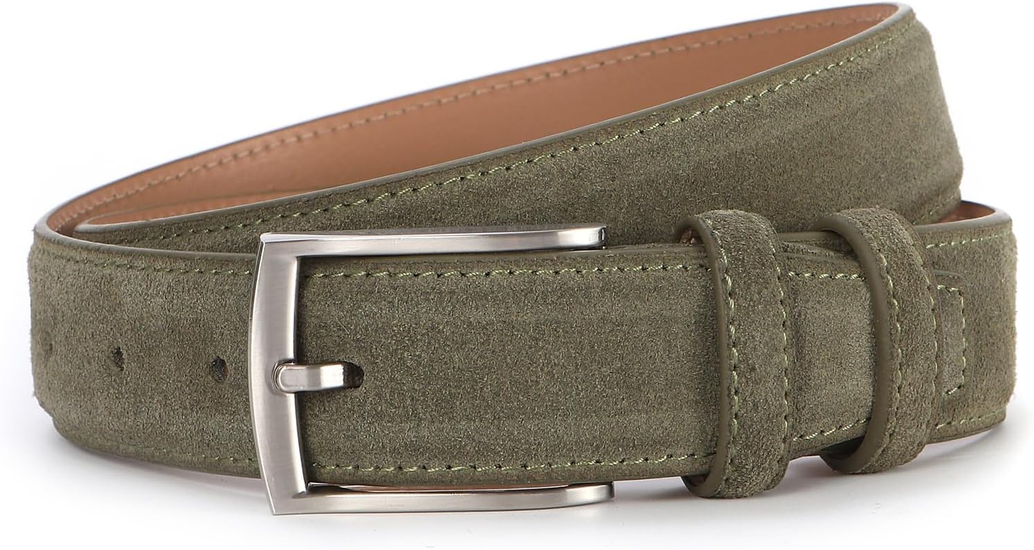 Genuine Suede Leather Belt for Men, 1 3/8" Wide Dress Casual & Golf Belt - Image 2