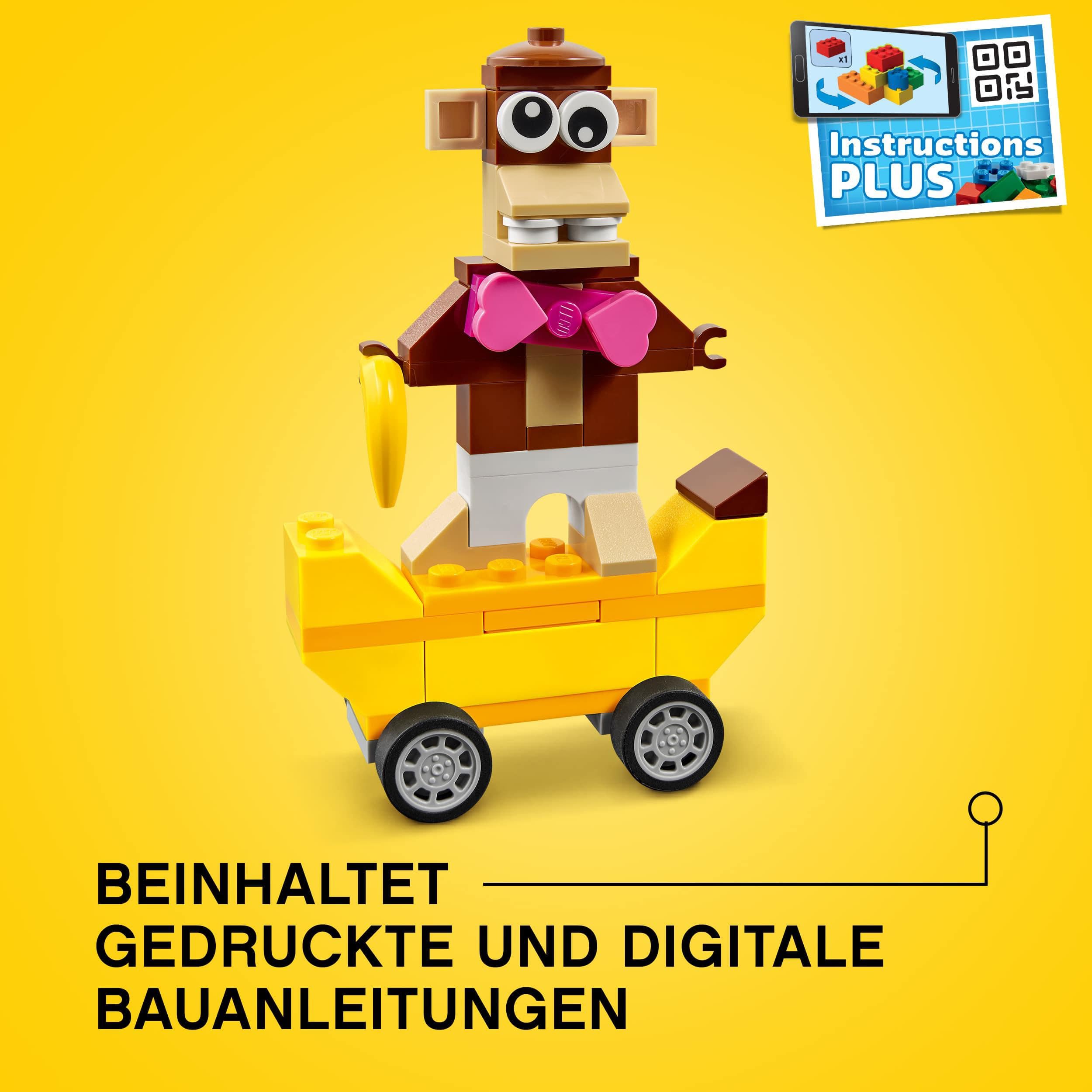 LEGO 11014 Classic Steinebox mit Rädern, Bausteinen und mehr, Baue Spielzeugauto, Zug, Bus, Roboter und vieles mehr, Spielzeug für Kinder, Jungen und Mädchen ab 4 Jahren, Geschenkidee