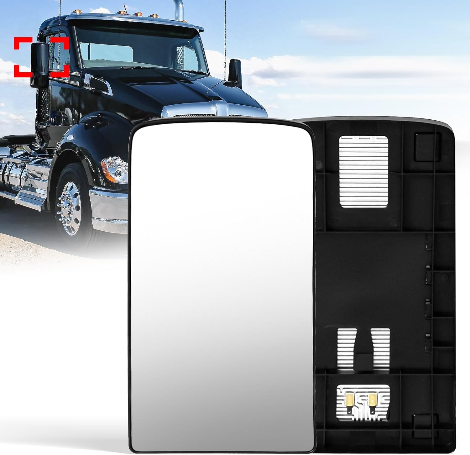 Generic Upper Mirror Glass for Kenworth T680 T880 With Defrost Heatd Replacement 2013-2018