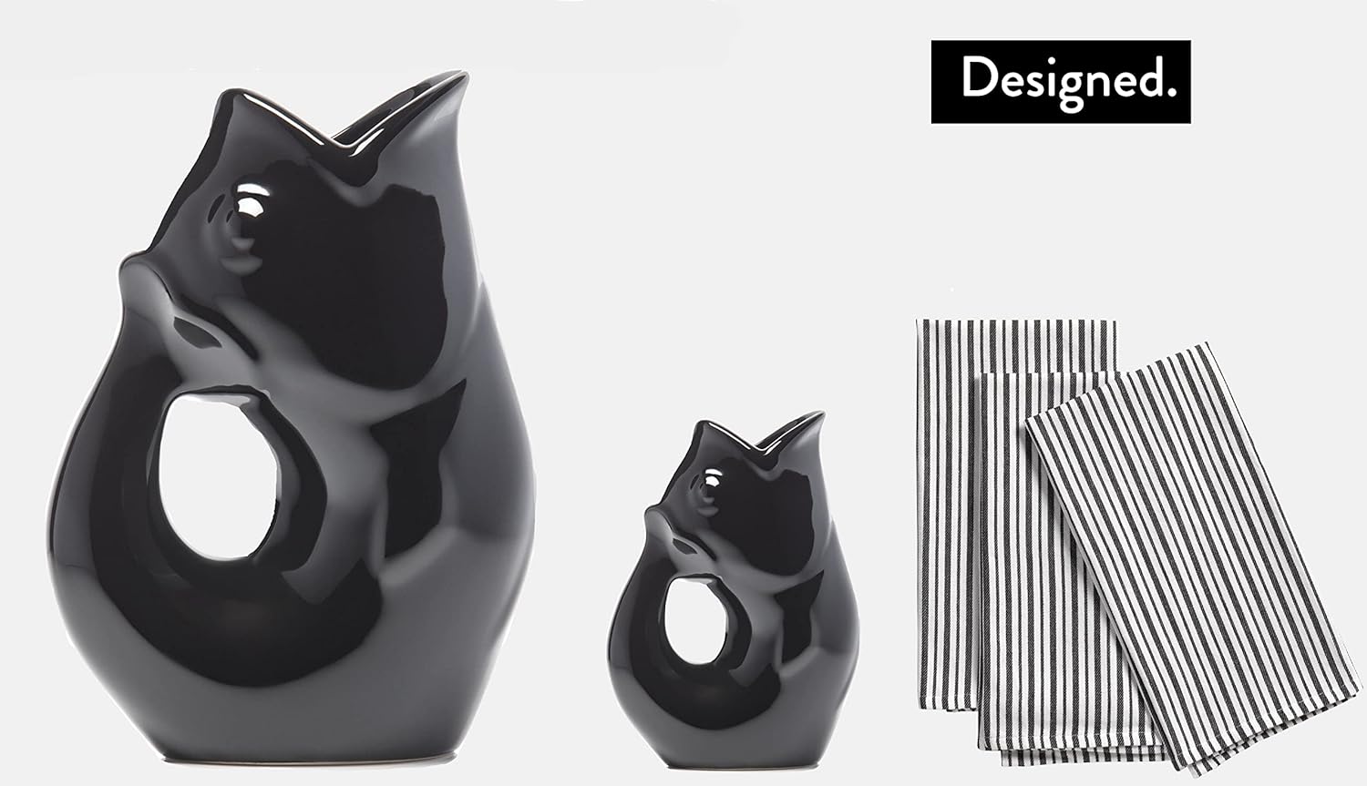 Gurgle Pot Black GurglePot Set with Kitchen Towels - Set of 3 Towels & 2 GurglePots