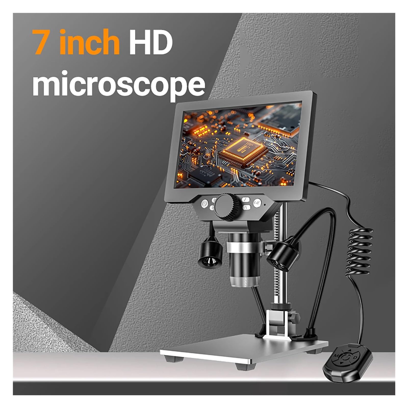 Mikroskop cyfrowy LCD 7" 1200X 1080P soczewka powiększająca do monet 12 MP Mikroskopy do lutowania z ostrością Ultra precyzyjna obsługa komputera