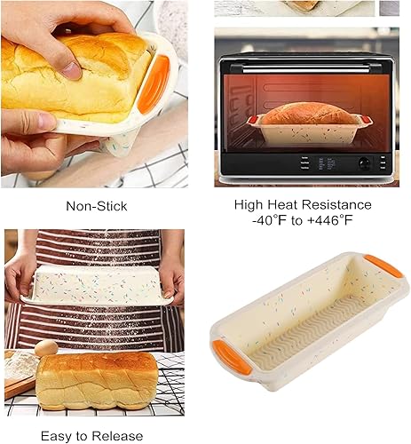 Miniatura 4 de Molde para pan, paquete de 3 moldes de silicona para pan, molde para tostadas, 11.4 x 5 x 2.6 pulgadas, antiadherente y fácil de liberar, fácil de