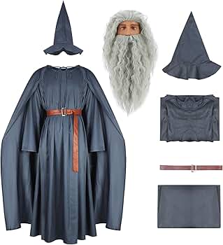 Amavel Secret Wizard マント Set Raven Black Hooded Sorcerer Cloak and Tunic, Grim Reaper