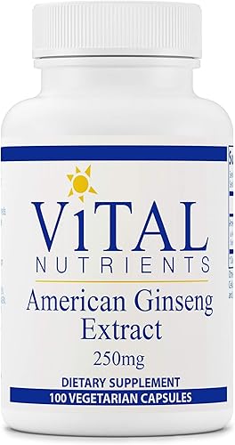 Vital Nutrients - Ginseng americano - Apoyo energético - Resistencia mental y física - 100 cápsulas vegetarianas por botella - 250 mg