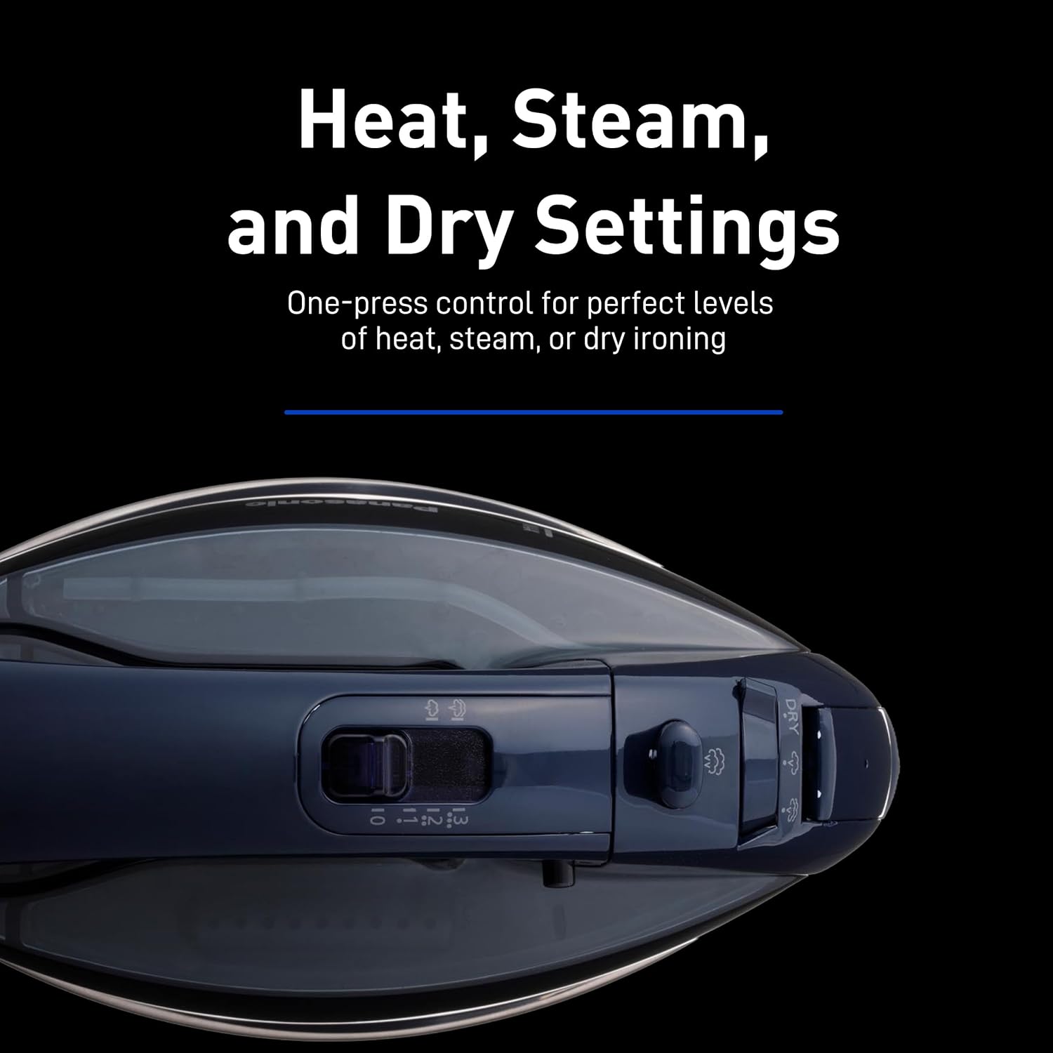 Panasonic NI-WL700A Cordless Steam/Dry Iron, 1500W Wide Stainless Steel Plate, Black/Dark Blue