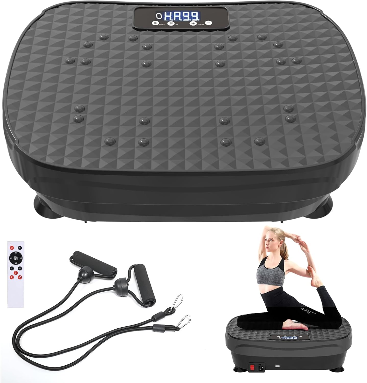 Vibration Plate Exercise Machine with 200 Adjustable speeds and 8 Scientific auto Modes, Compact Foldable Design and Ultra-Quiet Silicone Base for Home Workouts & Lymphatic Drainage