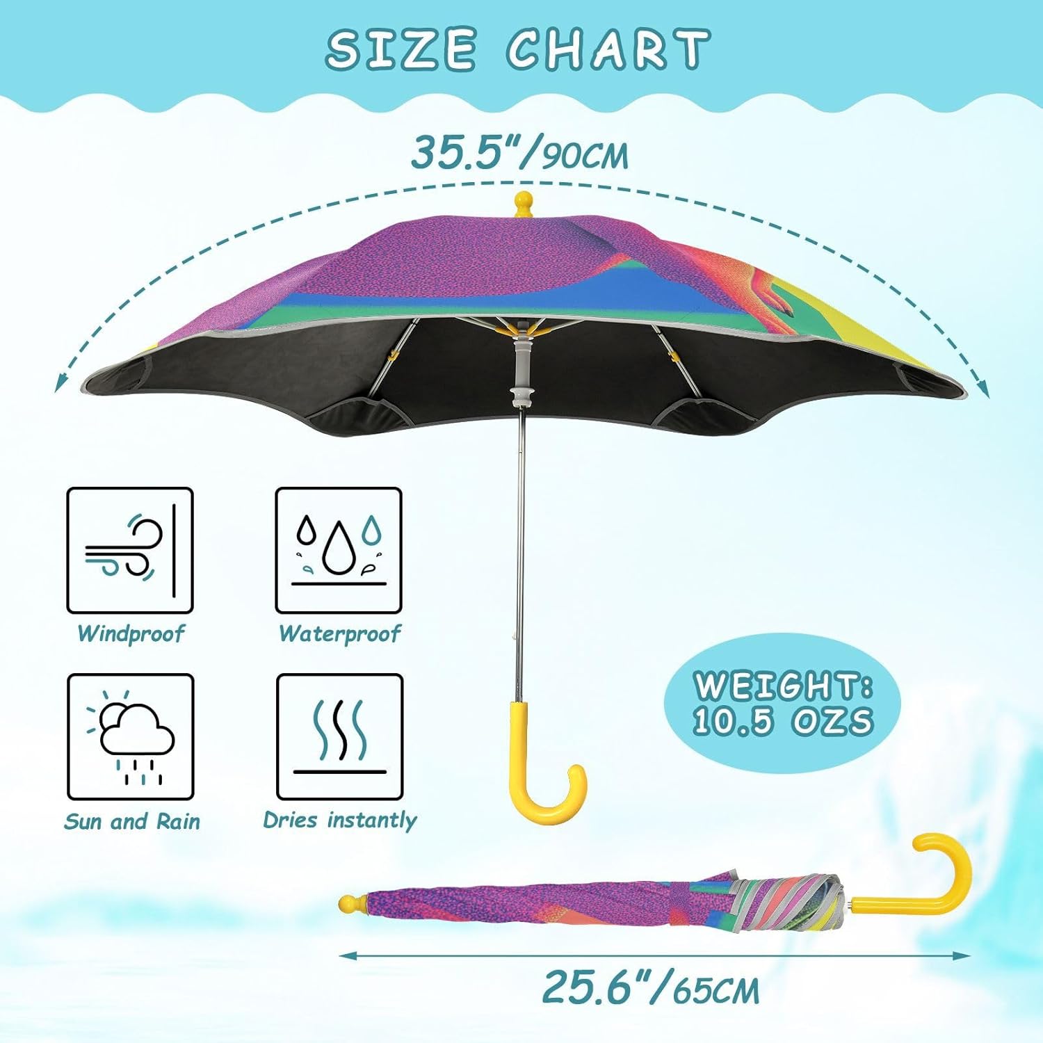 Fat Dog Dopamine Color Kids Outdoor Umbrella Wind and Rain Protection Umbrella with Reflective Strip for school Pinch-Proof