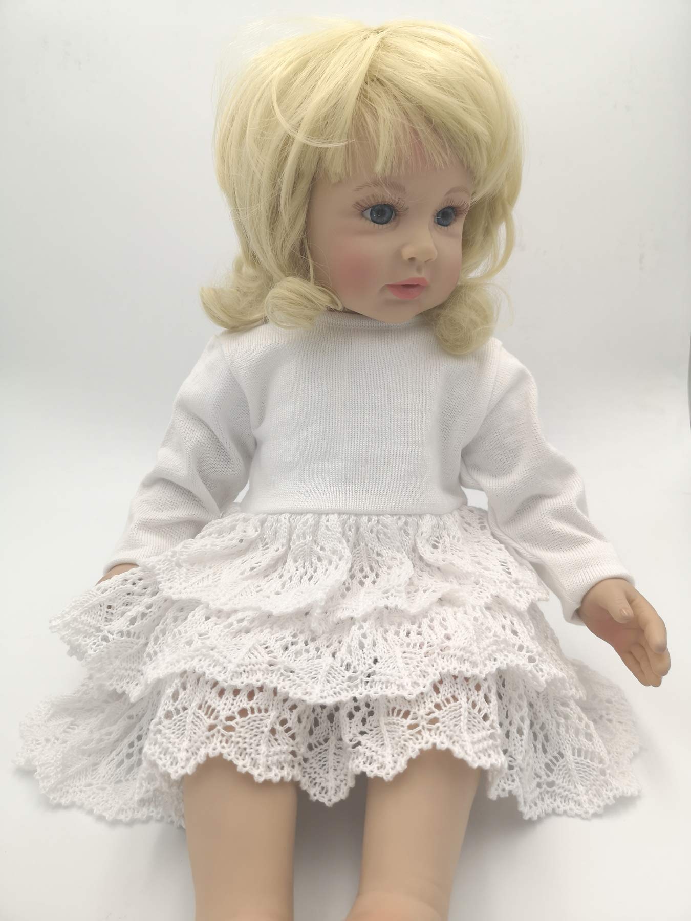 Vestido de bautizo para niña, de ceremonia, juego de 3 piezas, color blanco
