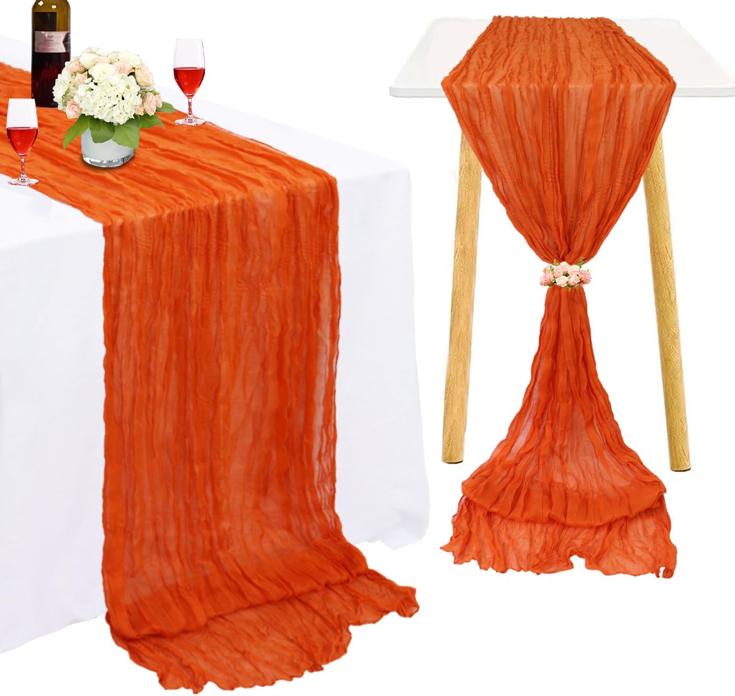 Orange Cheesecloth Table Runner Wedding Gauze Table Runner