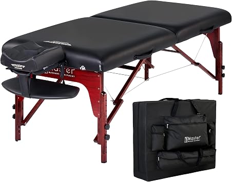 Master Massage 31" Montclair Pro Portable Massage Table Package, Memory Foam Cushioning, Reiki Panels, Shiatsu Cable Release- Tattoo Table, Spa Bed, Facial BedBlack
